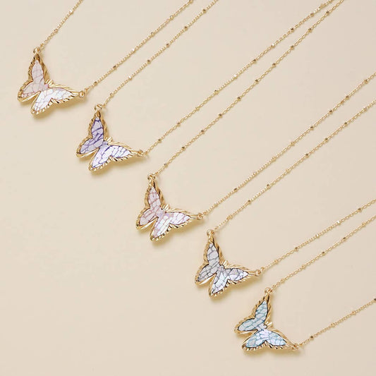Leather Butterfly Pendant Necklace