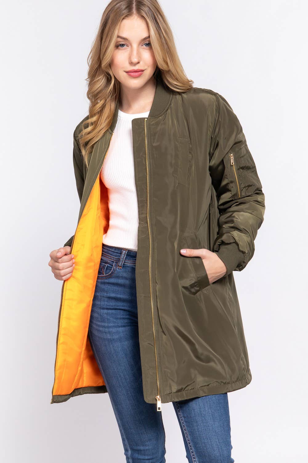 Long Line Bomber Jacket